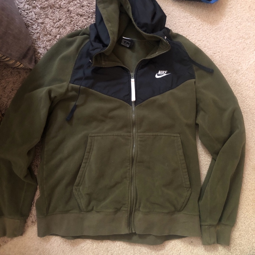 Nike Olive Green & Black Hooded Windbreaker Jacket